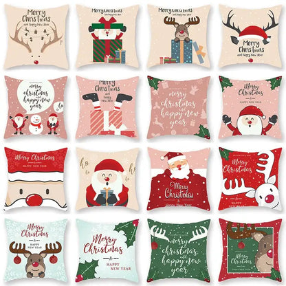 Festive christmas santa elk pillowcase – living room holiday decor