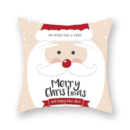 Festive christmas santa elk pillowcase – living room holiday decor