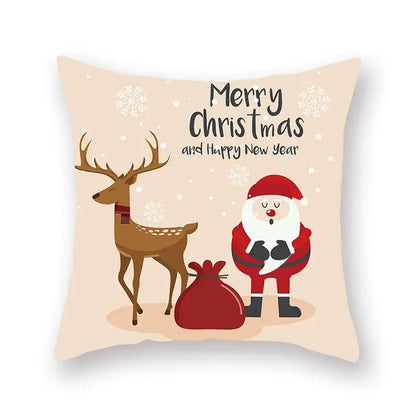 Festive christmas santa elk pillowcase – living room holiday decor