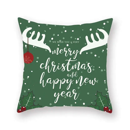 Festive christmas santa elk pillowcase – living room holiday decor