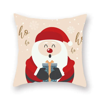 Festive christmas santa elk pillowcase – living room holiday decor