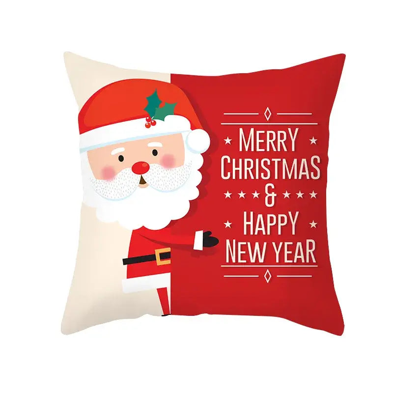 Festive christmas santa elk pillowcase – living room holiday decor