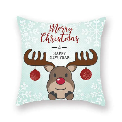 Festive christmas santa elk pillowcase – living room holiday decor