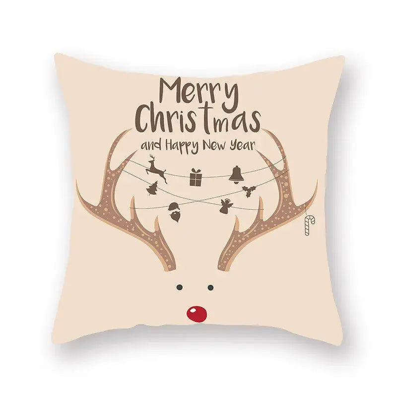 Festive christmas santa elk pillowcase – living room holiday decor