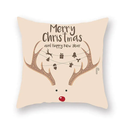 Festive christmas santa elk pillowcase – living room holiday decor