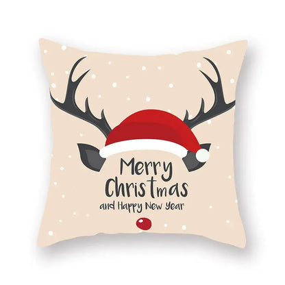 Festive christmas santa elk pillowcase – living room holiday decor