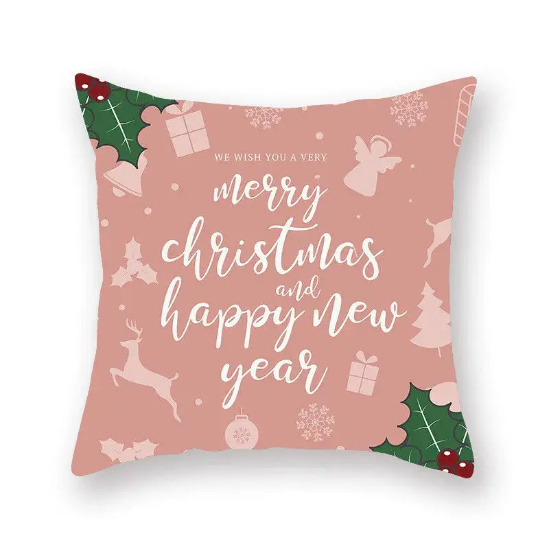 Festive christmas santa elk pillowcase – living room holiday decor