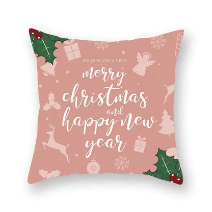 Festive christmas santa elk pillowcase – living room holiday decor
