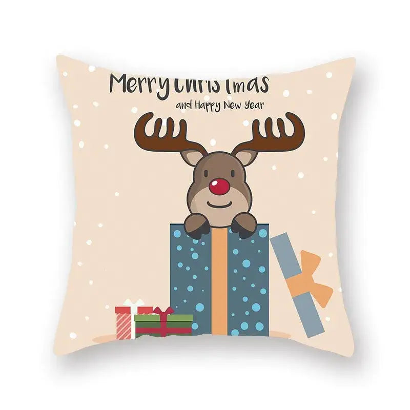 Festive christmas santa elk pillowcase – living room holiday decor