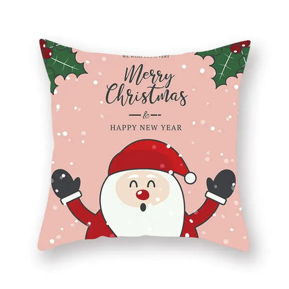 Festive christmas santa elk pillowcase – living room holiday decor