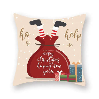 Festive christmas santa elk pillowcase – living room holiday decor