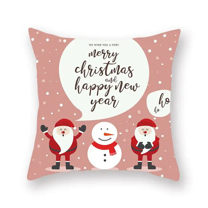 Festive christmas santa elk pillowcase – living room holiday decor
