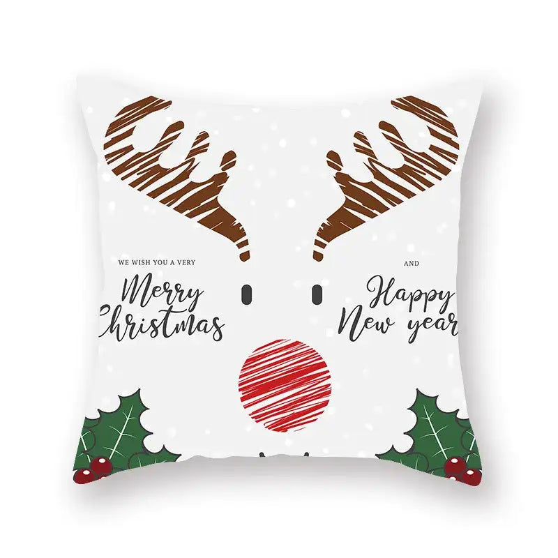 Festive christmas santa elk pillowcase – living room holiday decor