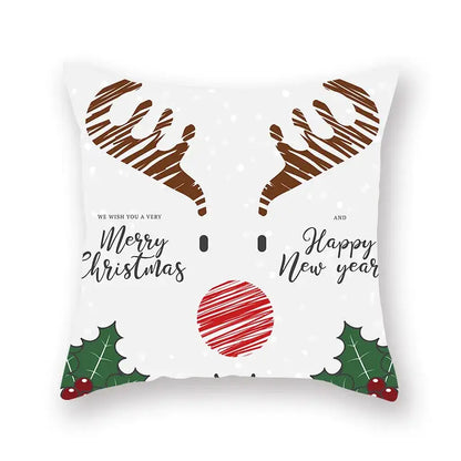 Festive christmas santa elk pillowcase – living room holiday decor