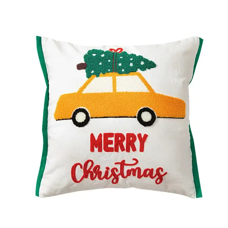 White christmas santa snowflake pillow cover living room decor