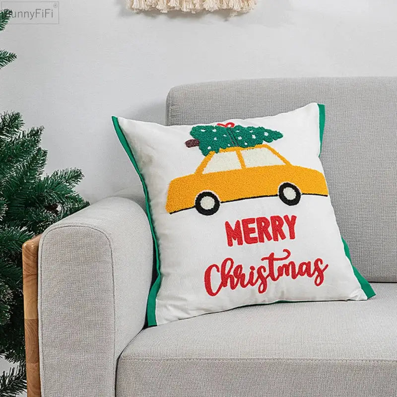 White christmas santa snowflake pillow cover living room decor