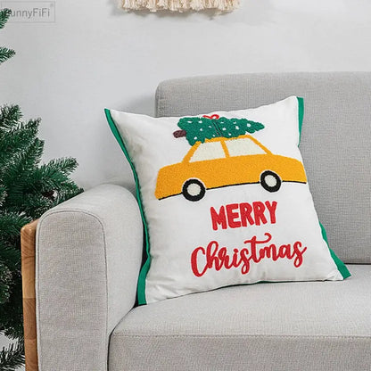 White christmas santa snowflake pillow cover living room decor