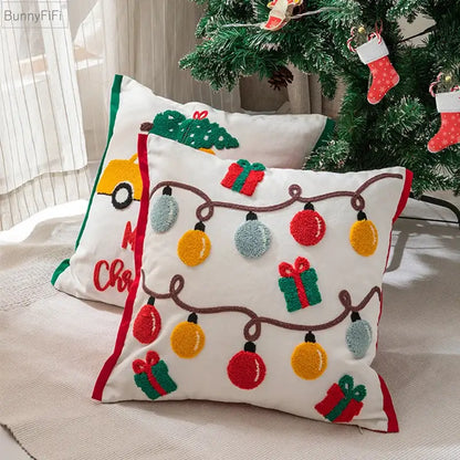 White christmas santa snowflake pillow cover living room decor
