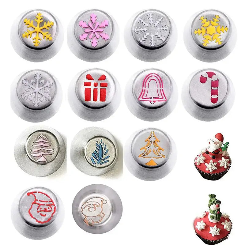 Festive metal cake decorating nozzles set – kitchen holiday tools