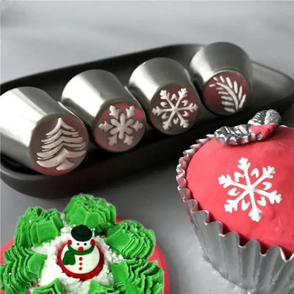 Festive metal cake decorating nozzles set – kitchen holiday tools