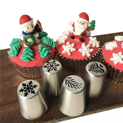 Festive metal cake decorating nozzles set – kitchen holiday tools