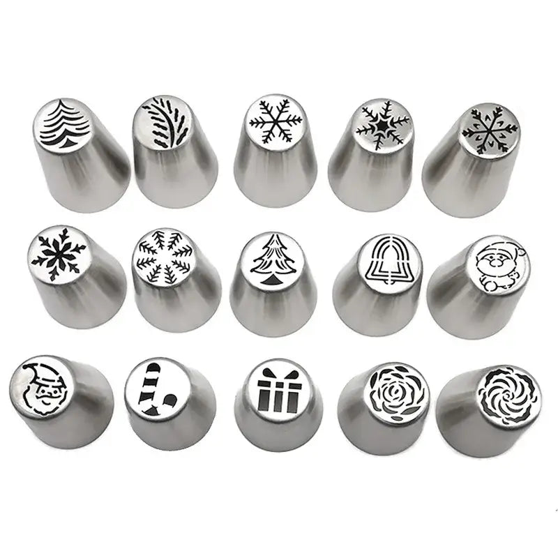 Festive metal cake decorating nozzles set – kitchen holiday tools