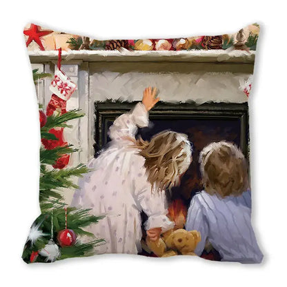 Festive christmas short plush pillowcase living room decor
