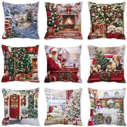 Festive christmas short plush pillowcase living room decor