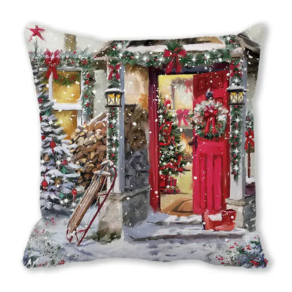 Festive christmas short plush pillowcase living room decor