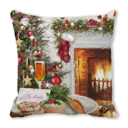 Festive christmas short plush pillowcase living room decor
