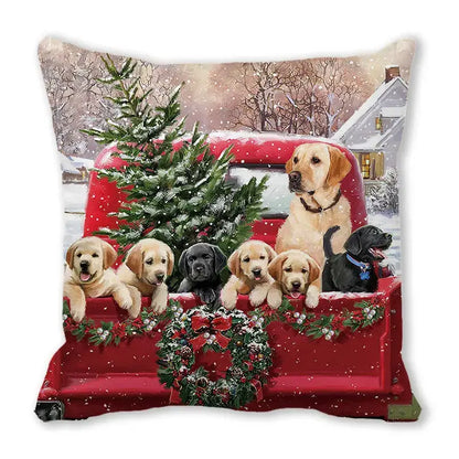 Festive christmas short plush pillowcase living room decor