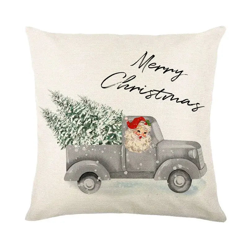 Red and white plaid snow elk pillow cover living room decor