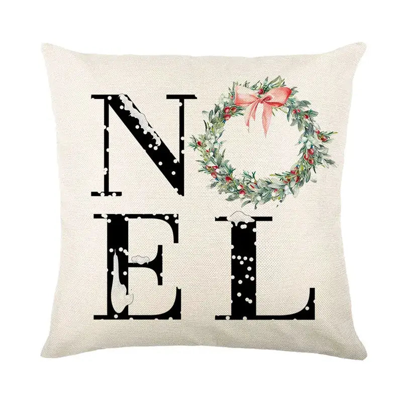Red and white plaid snow elk pillow cover living room decor
