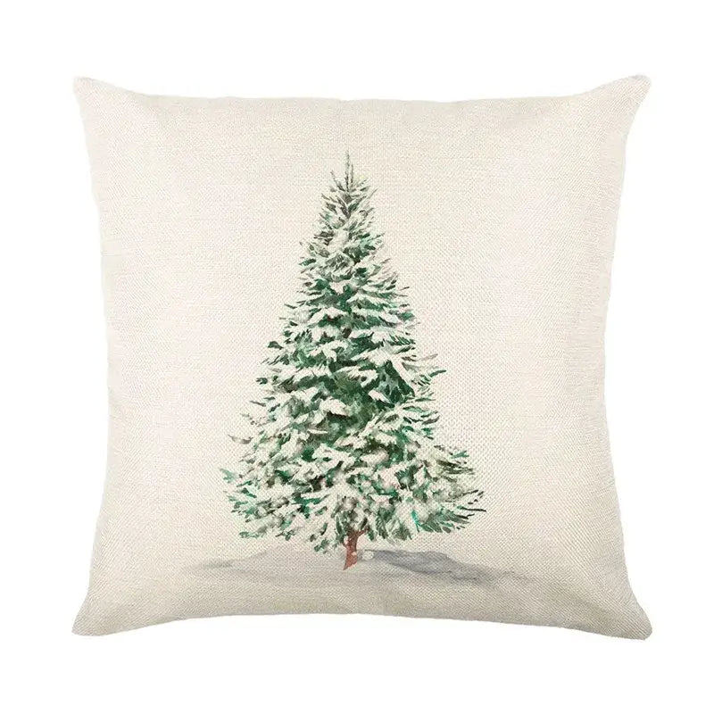 Red and white plaid snow elk pillow cover living room decor
