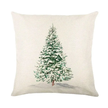 Red and white plaid snow elk pillow cover living room decor