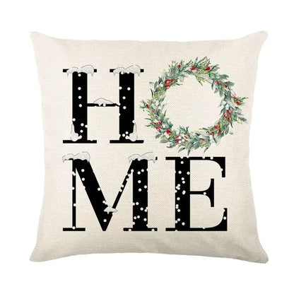 Red and white plaid snow elk pillow cover living room decor
