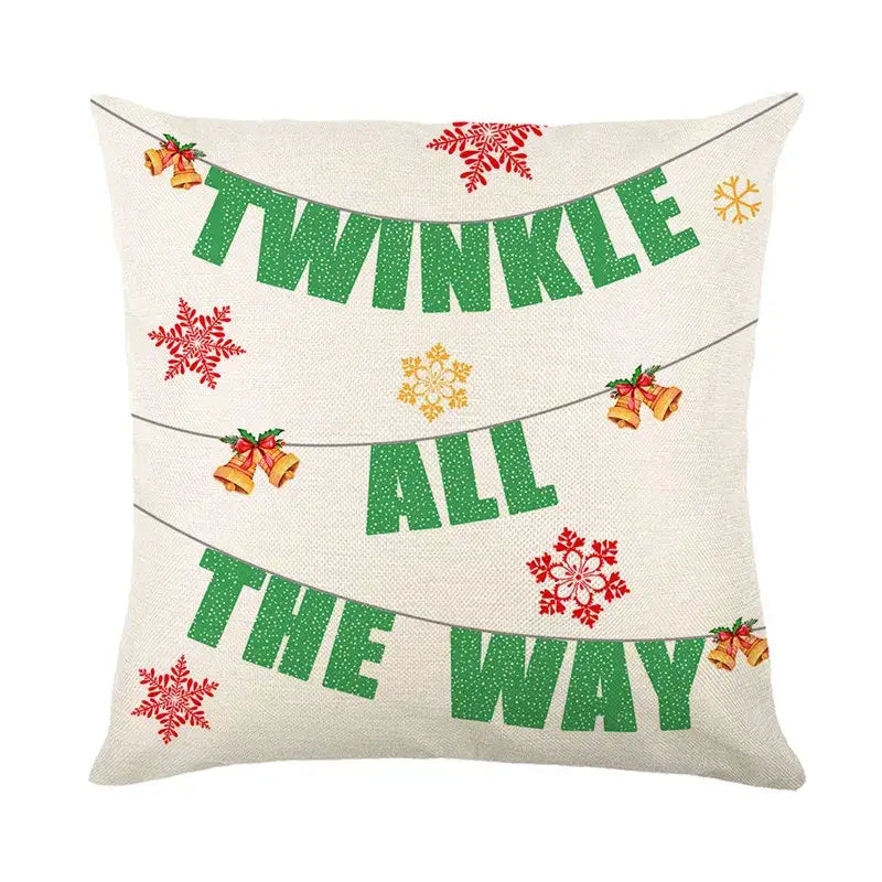 Red and white plaid snow elk pillow cover living room decor