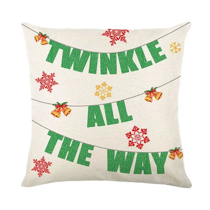 Red and white plaid snow elk pillow cover living room decor