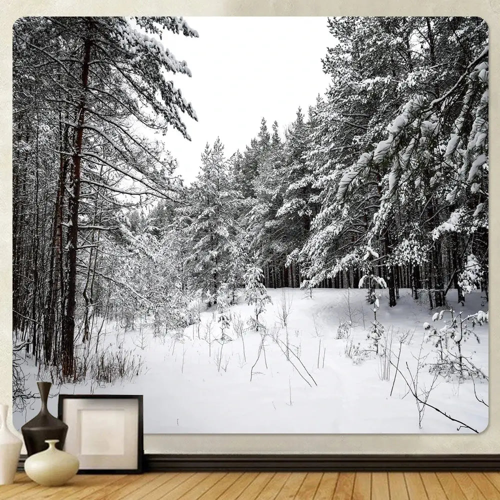Bohemian christmas snow forest tapestry bedroom wall decor