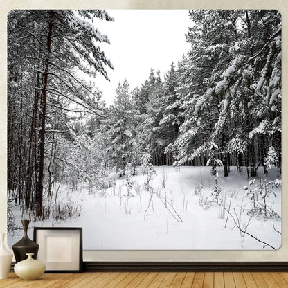 Bohemian christmas snow forest tapestry bedroom wall decor