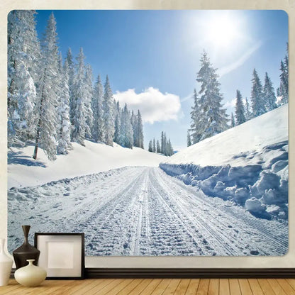 Bohemian christmas snow forest tapestry bedroom wall decor