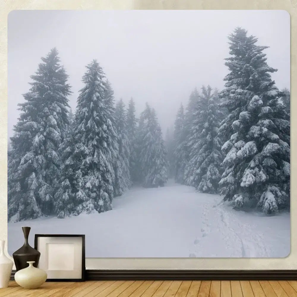 Bohemian christmas snow forest tapestry bedroom wall decor