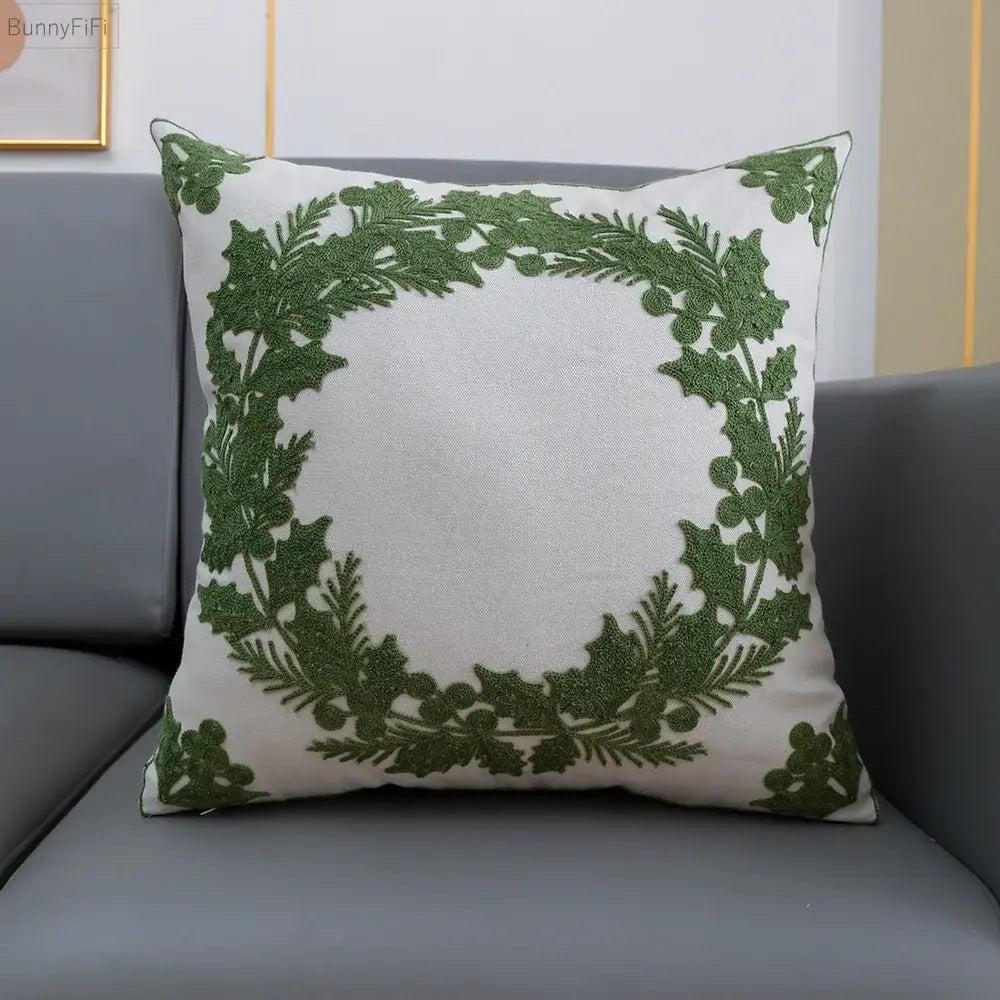Red and green christmas snowflake deer cushion cover living room