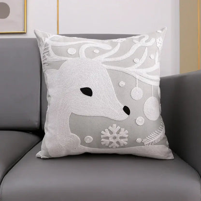 Red and green christmas snowflake deer cushion cover living room
