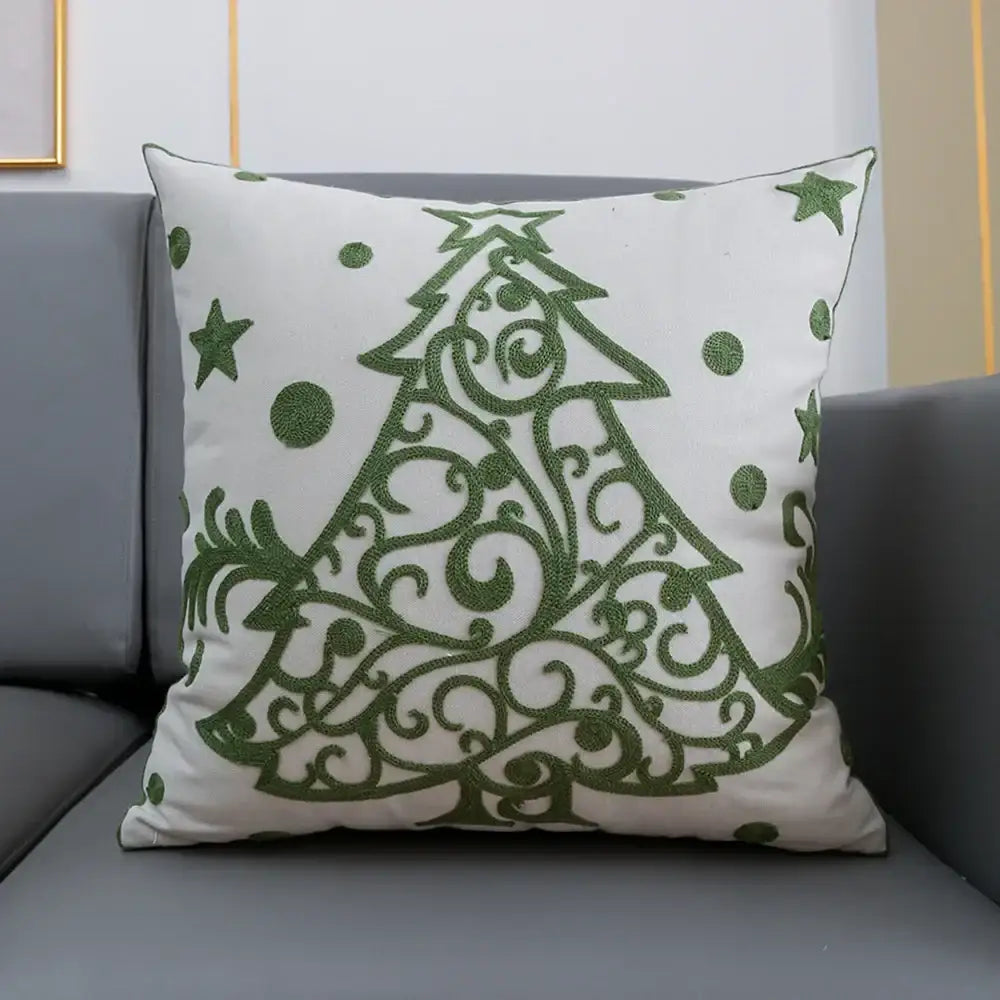Red and green christmas snowflake deer cushion cover living room