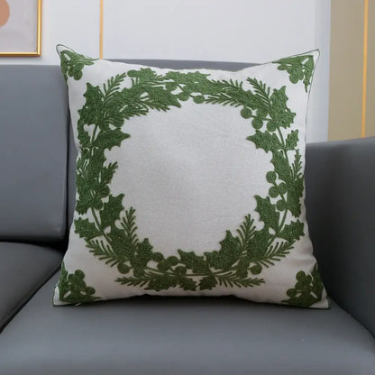 Red and green christmas snowflake deer cushion cover living room
