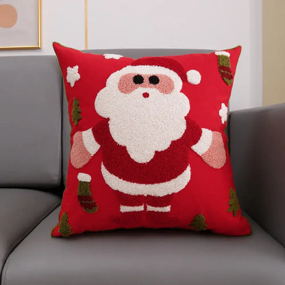 Red and green christmas snowflake deer cushion cover living room