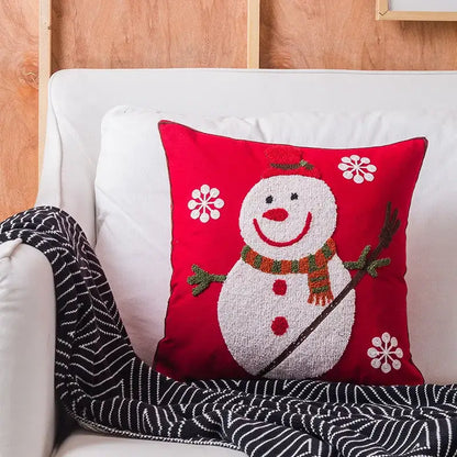 Red snowflake elk embroidered pillowcases living room cushion cover