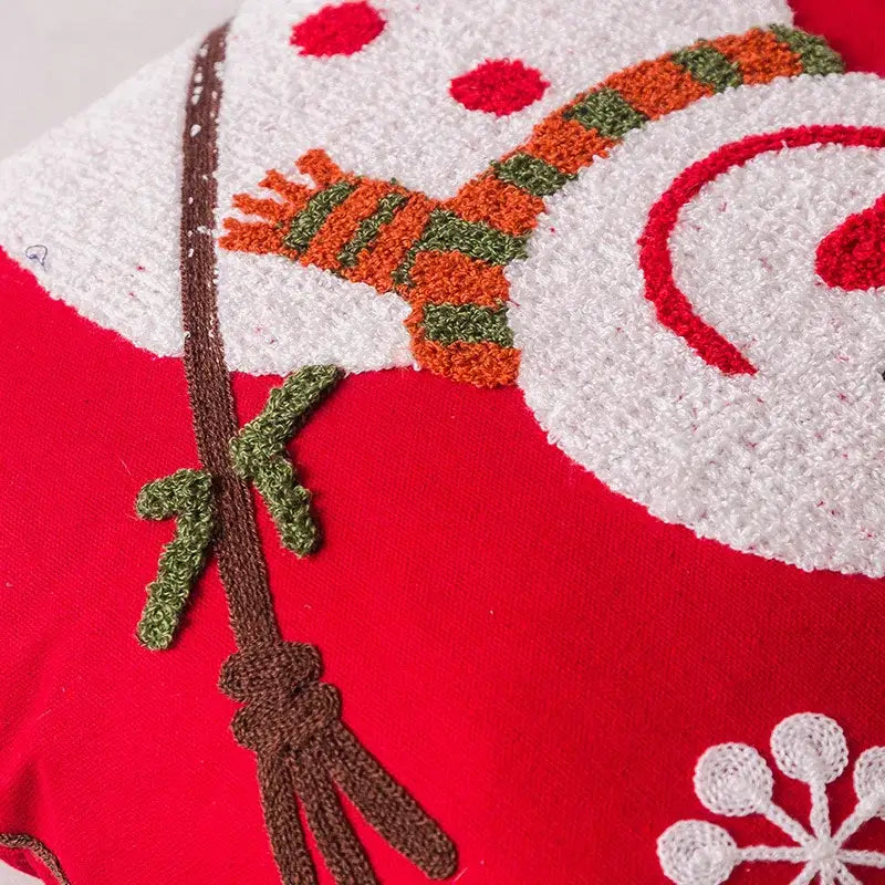 Red snowflake elk embroidered pillowcases living room cushion cover