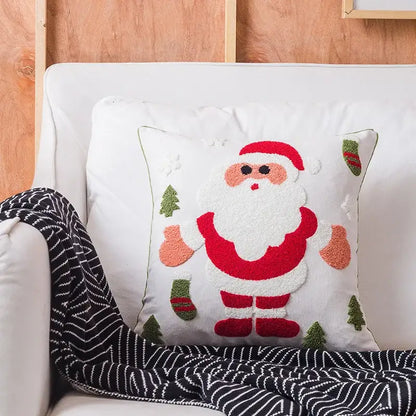 Red snowflake elk embroidered pillowcases living room cushion cover